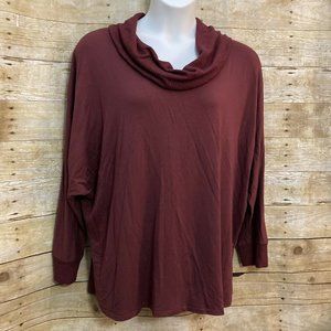 Tahari Size 2X Pullover Top Burgundy Cowl Neck Dolman 3/4 Sleeve NWT